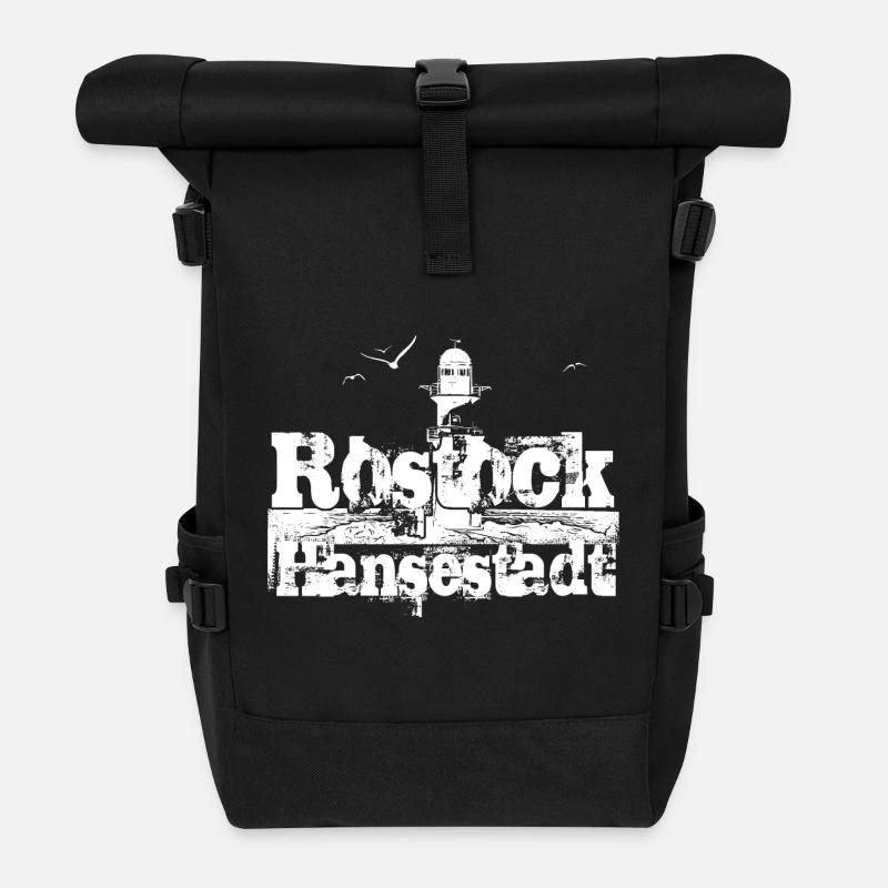 Rostock Hansestadt - Rolltop Rucksack - Schwarz