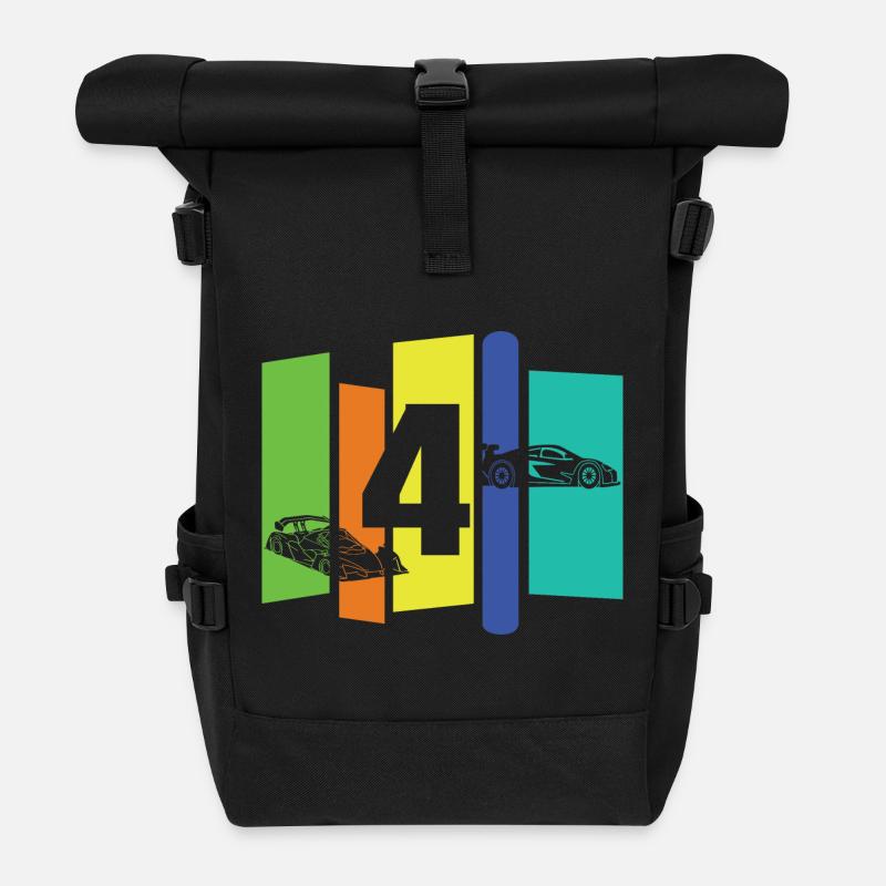 Kind vier Jahre alt - Rolltop Rucksack - Schwarz