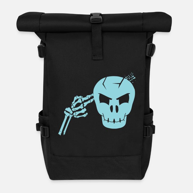 Totenkopf Kopfschuss - Rolltop Rucksack - Schwarz
