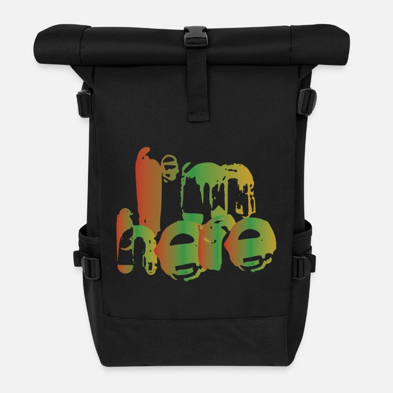 Ich bin hier - Rolltop Rucksack - Schwarz