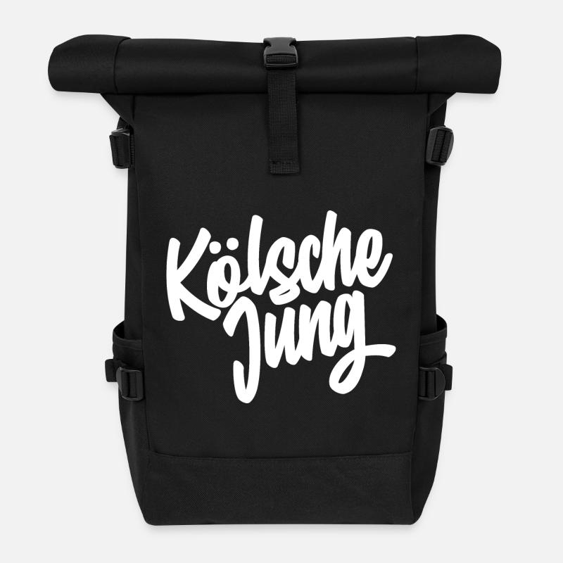 Kölsche Jung Script Design - Rolltop Rucksack - Schwarz