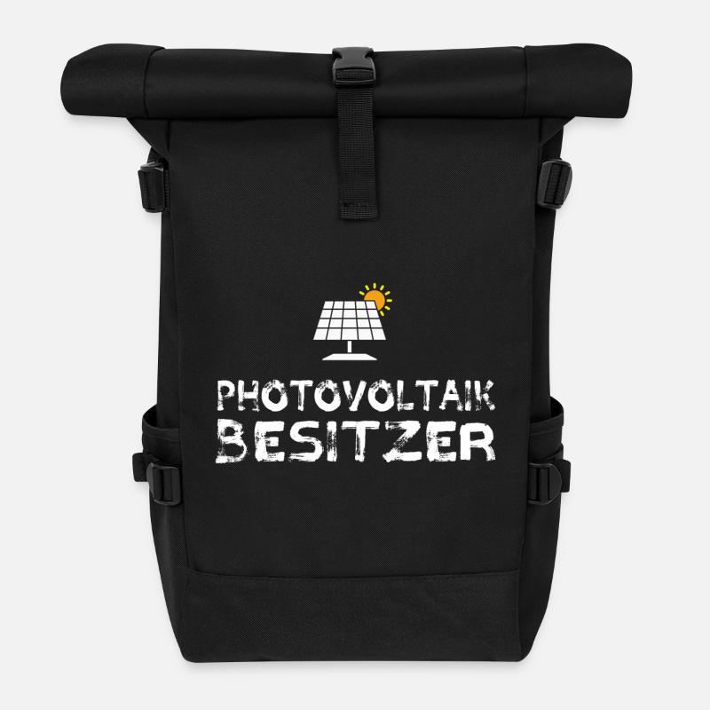Photovoltaik Besitzer Solar Stromspeicher - Rolltop Rucksack - Schwarz