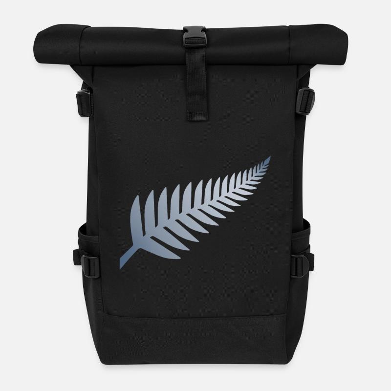 New Zealand Silver Fern - Roll Top Backpack - black