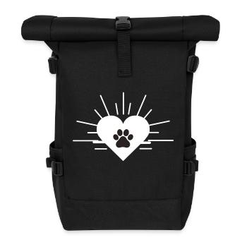 Coeur avec patte de chien - Sac à dos roll top - noir - Devant