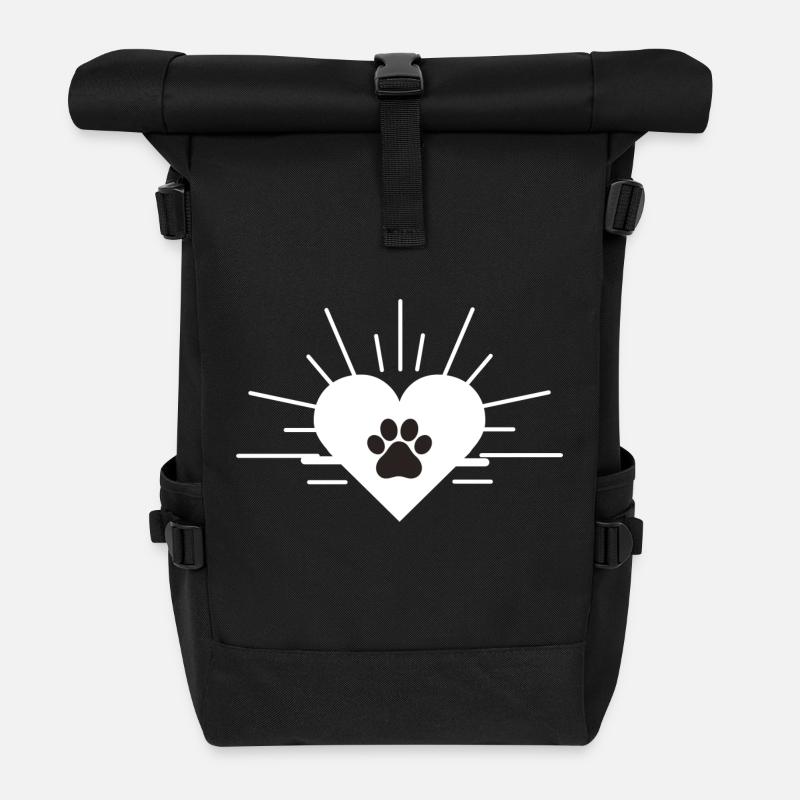Herz mit Hundepfote - Rolltop Rucksack - Schwarz