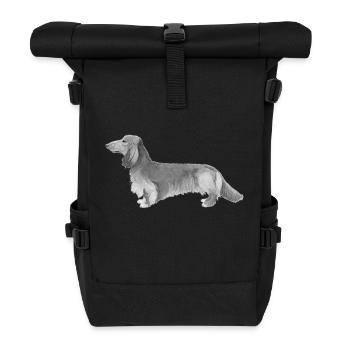 Teckel - Teckel à poil long - Sac à dos roll top - noir - Devant