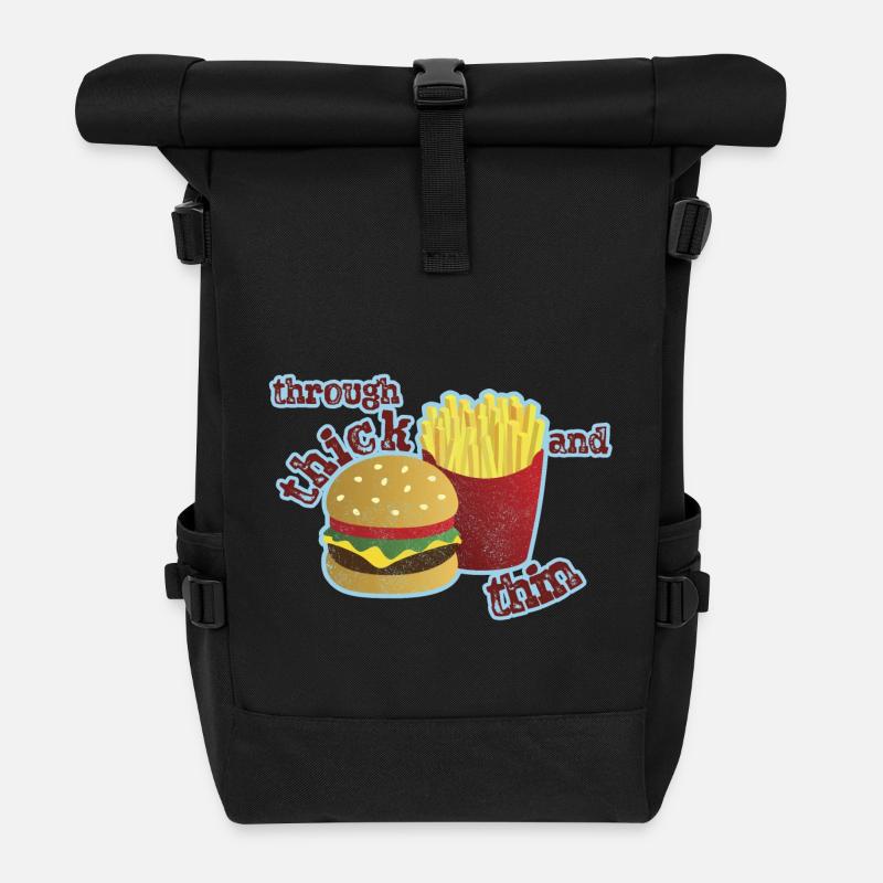 Burger mit Pommes - Rolltop Rucksack - Schwarz
