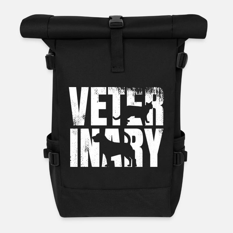 Lustiger Tierarzt - Rolltop Rucksack - Schwarz