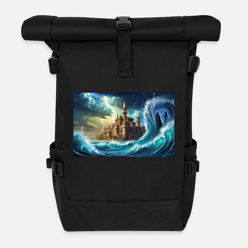 gruselige mythische Orte – Der Untergang von Atlantis - Rolltop Rucksack - Schwarz