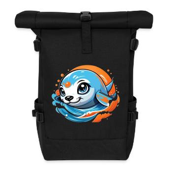 Süßes Robbenbaby - Rolltop Rucksack - Schwarz - Vorne