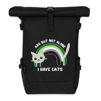 Aromantic but not alone, I have cats - Roll Top Backpack - black - Front