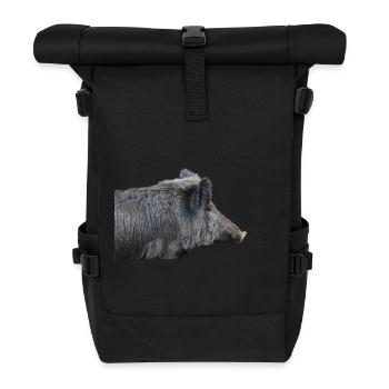 Wild boar Wild boar Pig Sow Pigs - Roll Top Backpack - black - Front