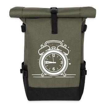 Wecker Skizze - Rolltop Rucksack - Olive/Schwarz - Vorne