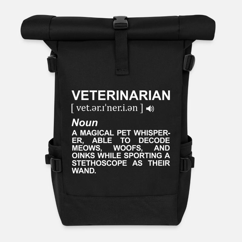 Tierarzt Wörterbuch - Rolltop Rucksack - Schwarz