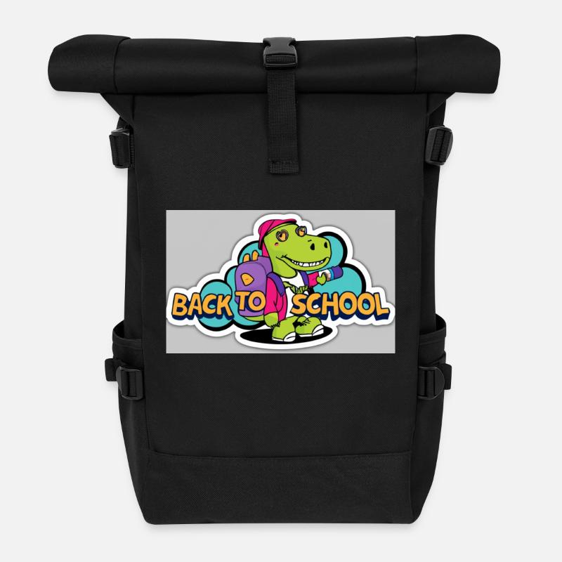 Back to school - Roll Top Backpack - black