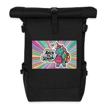 Back to school - Roll Top Backpack - black - Front