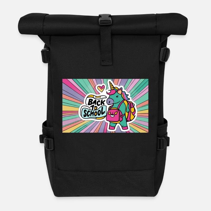 Back to school - Roll Top Backpack - black