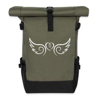 Wings Heart - Roll Top Backpack - olive/black - Front