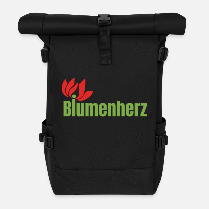 Final Logo Blumen - Rolltop Rucksack - Schwarz
