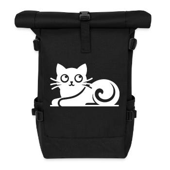 Abstract Cat Drawing - Roll Top Backpack - black - Front