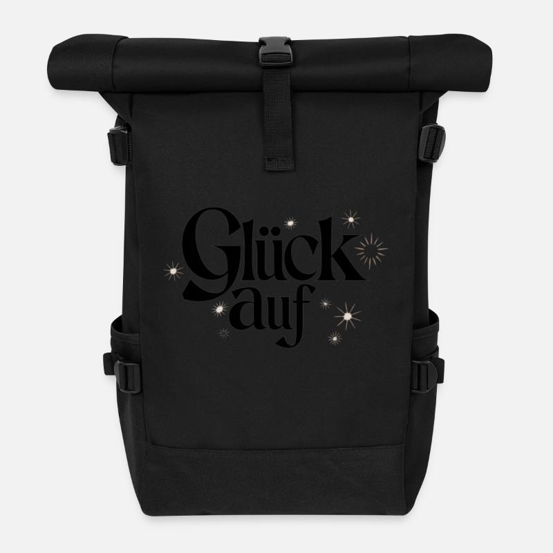 Glück Auf Erzgebirge - Schlägel und Eisen - Rolltop Rucksack - Schwarz