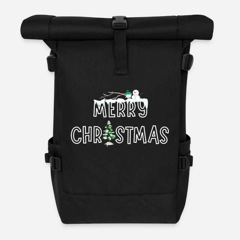 Merry Christmas - Roll Top Backpack - black