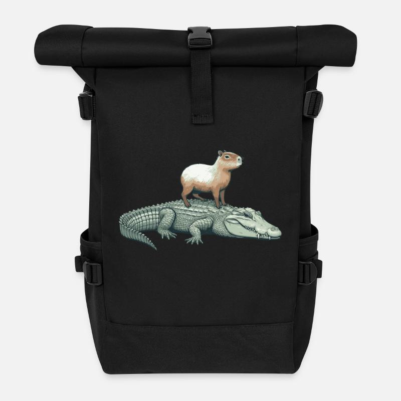 Capy & Croc Dreamteam - Rolltop Rucksack - Schwarz