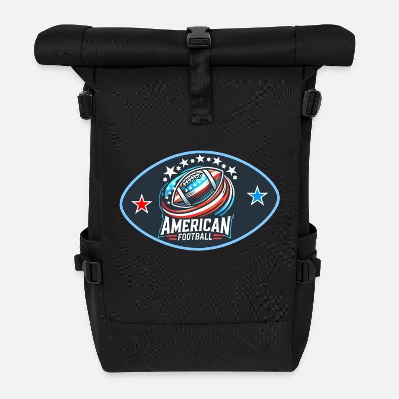 American Football Logo - Rolltop Rucksack - Schwarz