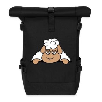 Schaf Müde Gelangweilt Hinter Zaun Mauer Schild - Rolltop Rucksack - Schwarz - Vorne