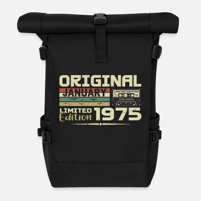 Janvier 1975 | Cadeau D’anniversaire Janvier 1975 - Sac à dos roll top - noir