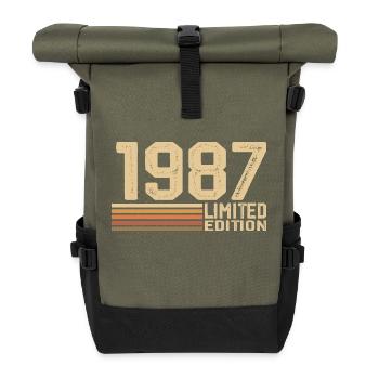 Born in 1987 Birthday - Gift 1987 Vintage 1987 - Roll Top Backpack - olive/black - Front