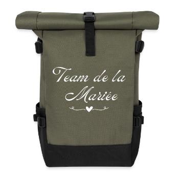Team des Brautherzens - Rolltop Rucksack - Olive/Schwarz - Vorne