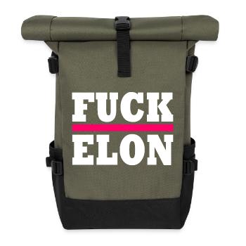 Fuck elon - Rolltop Rucksack - Olive/Schwarz - Vorne