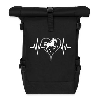 Herzschlag Reiter Reitstall - Rolltop Rucksack - Schwarz - Vorne