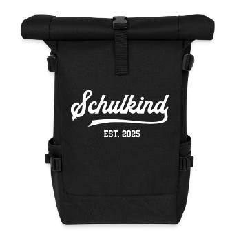 Schulkind 2025 Einschulung Schule Schulanfang - Rolltop Rucksack - Schwarz - Vorne
