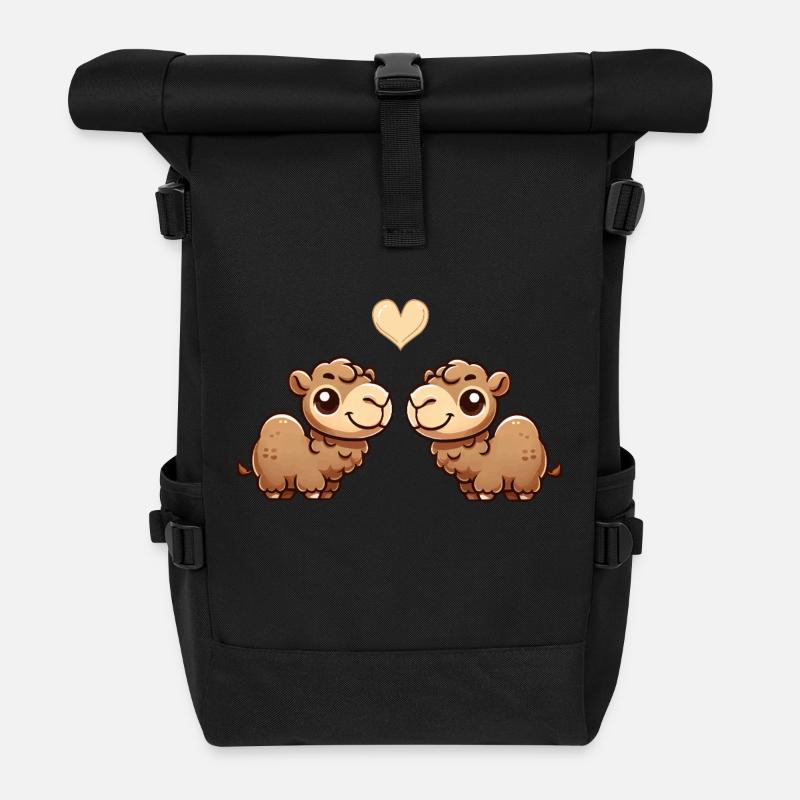 Chameau dessin animé amour - Sac à dos roll top - noir