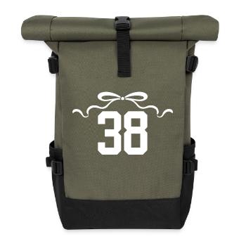Number 38 Knot - 38th Anniversary - Roll Top Backpack - olive/black - Front