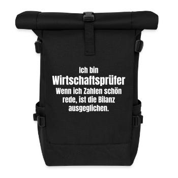 Wirtschaftsprüfer redet Zahlen schön - Rolltop Rucksack - Schwarz - Vorne