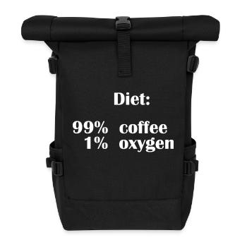 Die Ernährung besteht zu 99 % aus Kaffee, aber nur zu 1 % aus Sauerstoff - Rolltop Rucksack - Schwarz - Vorne