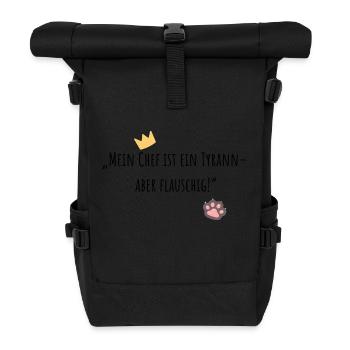 Mein Chef ist ein Tyrann aber flauschig - Rolltop Rucksack - Schwarz - Vorne