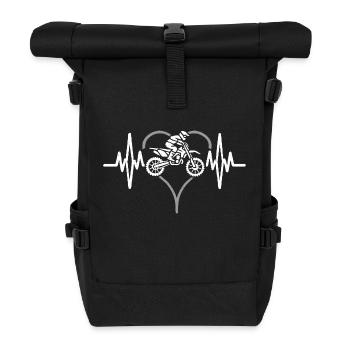 Herzschlag Motocross Motorrad - Rolltop Rucksack - Schwarz - Vorne