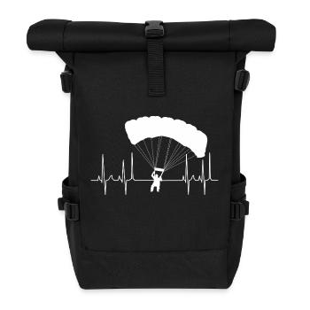 kardiogramm gleitschirm weiss - Rolltop Rucksack - Schwarz - Vorne