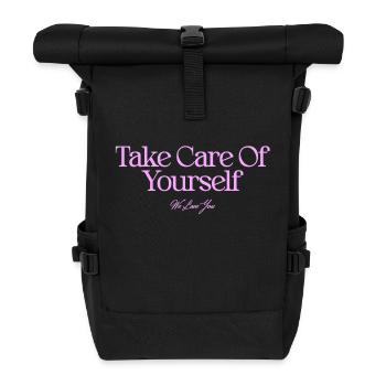 Pass auf dich auf Spruch - Rolltop Rucksack - Schwarz - Vorne