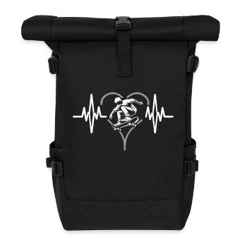 Herzschlag Skateboard Skater Skatepark - Rolltop Rucksack - Schwarz - Vorne