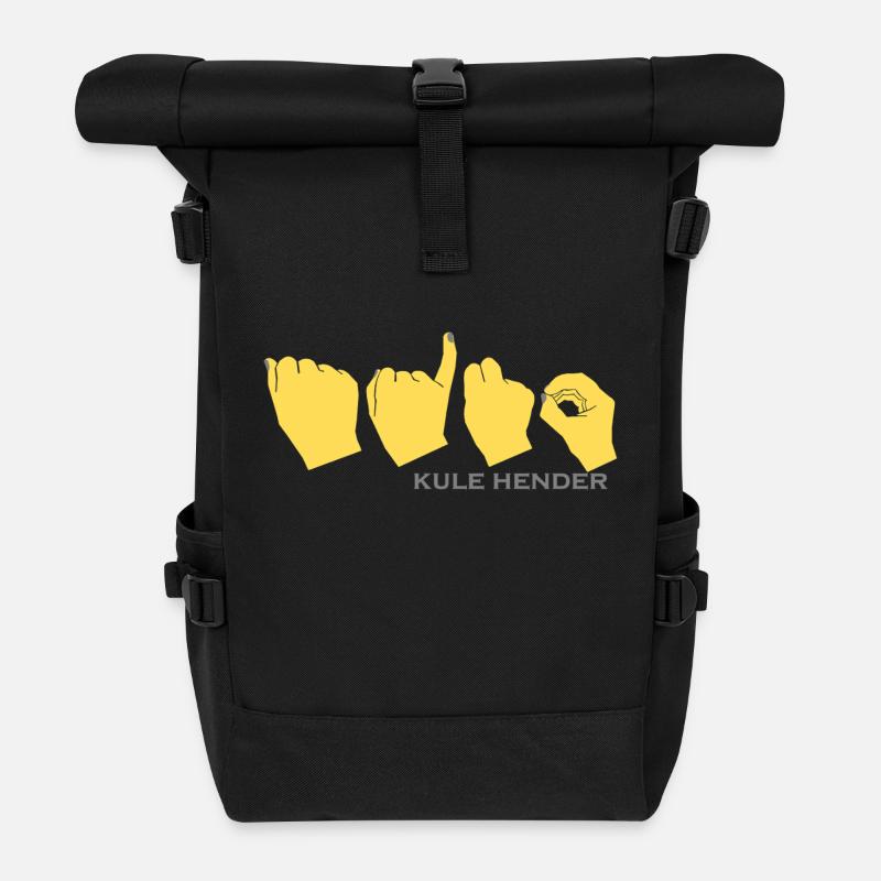 Aino mit senfgelber Farbe - Rolltop Rucksack - Schwarz