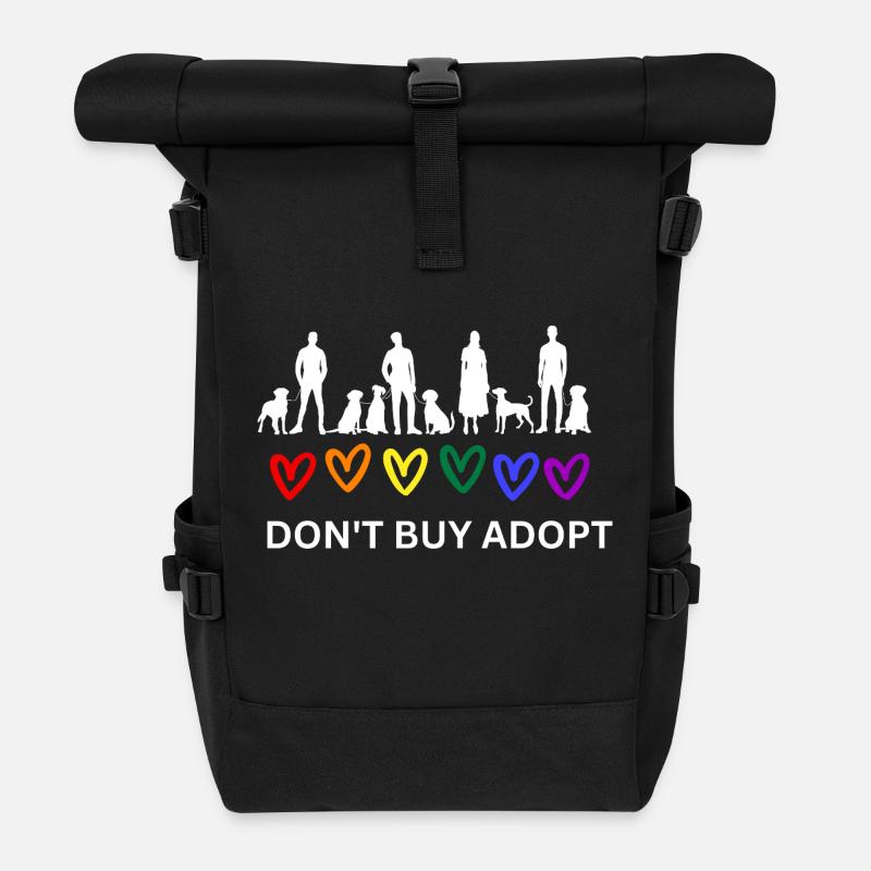 Don't Buy Adopt (Menschen, Haustiere, Herzen) dunkel - Rolltop Rucksack - Schwarz