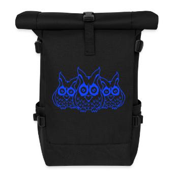 3 hiboux amis ont l’air effrayant grands yeux d’horreur - Sac à dos roll top - noir - Devant