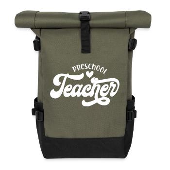 Preschool Teacher Heartfelt Appreciation Style - Roll Top Backpack - olive/black - Front