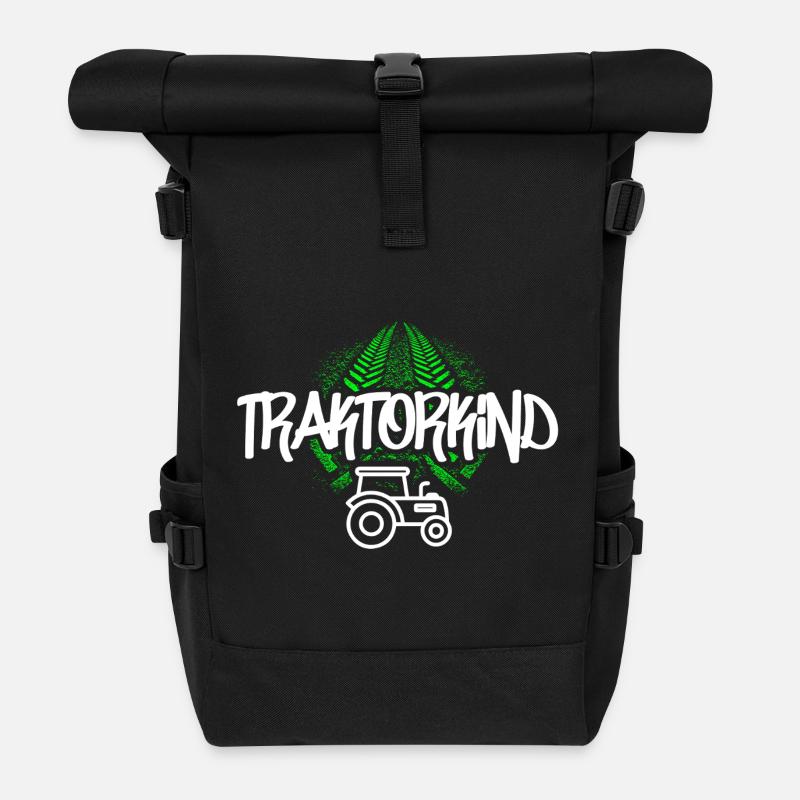Traktorkind – Mit Erde unter den Reifen - Rolltop Rucksack - Schwarz