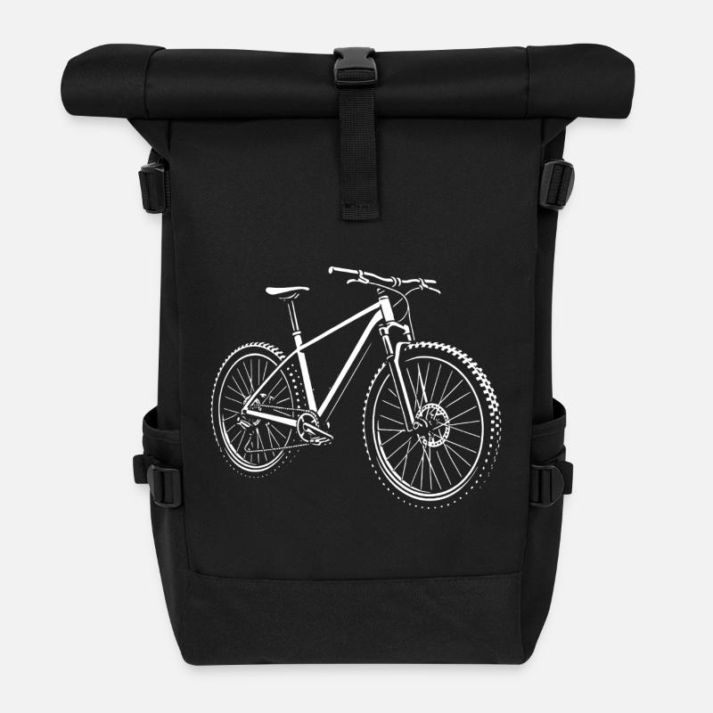 Uphill with pedal power - Roll Top Backpack - black